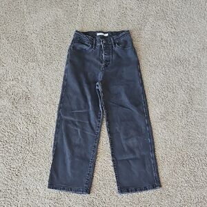 Levi's Black Mike High Cropped Wide Leg Jeans